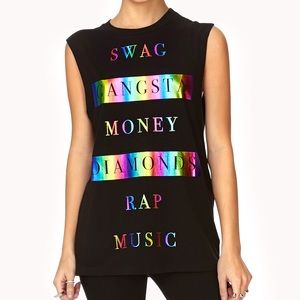 F21 Swag Metallic Muscle Tee